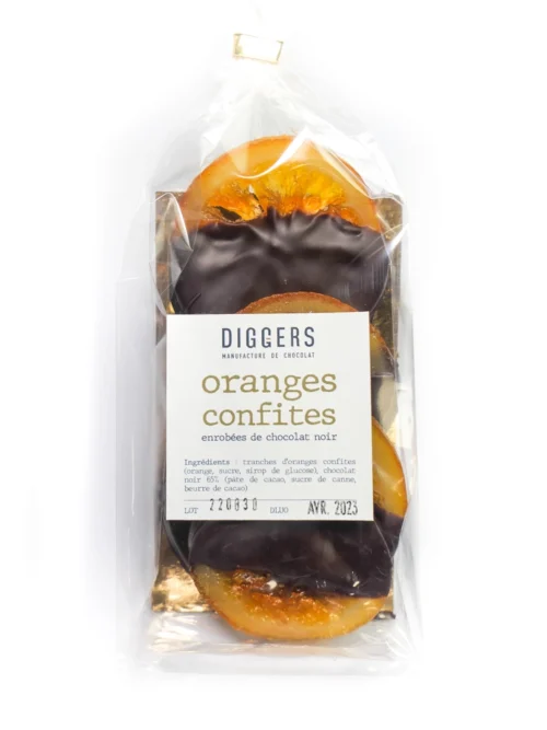Tranches d'oranges confites enrobées de chocolat noir