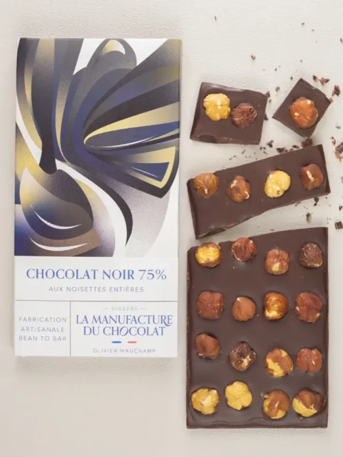 Chocolat noir 75 noisettes entières